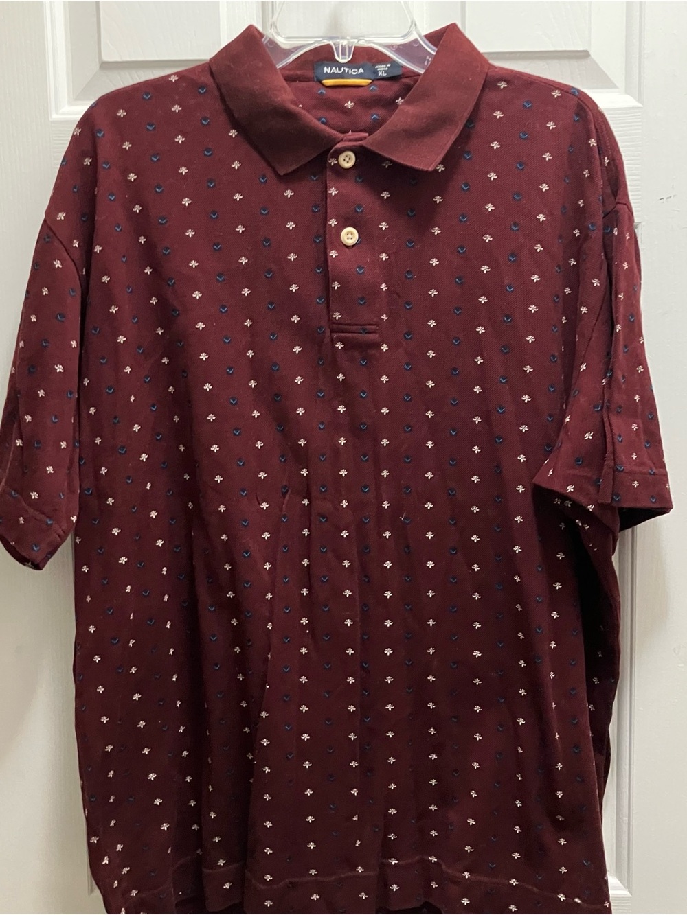 Nautica men's geometric allover print short-sleeve polo shirt XL